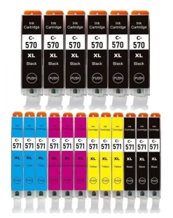 Druckerpatronen kompatibel mit Canon PGI-570 XL + CLI-571 XL bk, c, m, y, gy