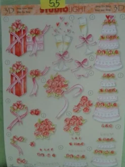 3D Schneidebogen Motivpapier Toppers Liebe Hochzeit Hände Tauben Rosen Veilchen