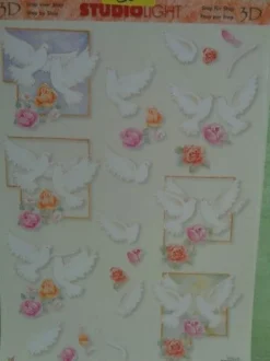 3D Schneidebogen Motivpapier Toppers Liebe Hochzeit Hände Tauben Rosen Veilchen