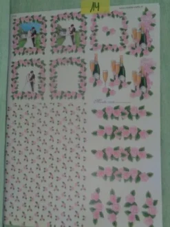 3D Schneidebogen Motivpapier Toppers Liebe Hochzeit Hände Tauben Rosen Veilchen