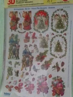 3D Stanzbogen Reddy Weihnachten Weihnachtsmann Kinder Schneemann Tiere