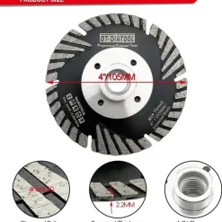 DT-DIATOOL Diamant Trennscheibe 105 mm M14 Turbo Sägeblatt mit Schutzzähnen für