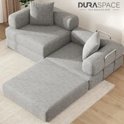 Duraspace 199cm Schlafsofa aus Chenille-Gewebe, klappbar und modular, Grau