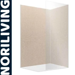 Duschrückwand Alu Duschrückwände Ecklösung Wandverkleidung Stoffoptik beige 526