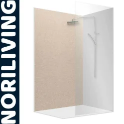 Duschrückwand Alu Duschrückwände Ecklösung Wandverkleidung Stoffoptik beige 526