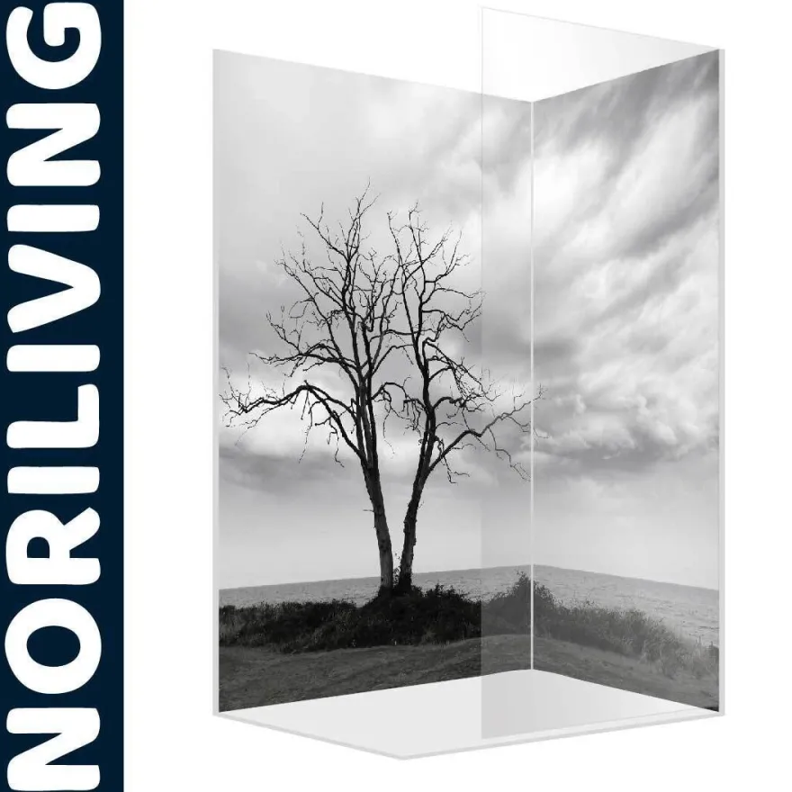 Duschrückwand Duschrückwände Ecklösung Alu Wandverkleidung Baum und See 385