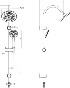 Duschset Überkopfbrause Duschsäule Duschkopf Regendusche Schwarz