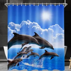 Duschvorhang Delphin 240x200cm Antischimmel Wasserabweisend Polyester