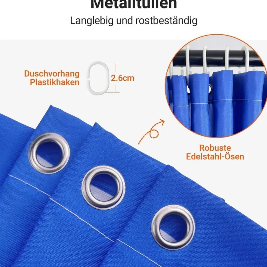 Duschvorhang Delphin 240x200cm Antischimmel Wasserabweisend Polyester