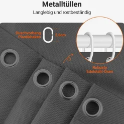 Duschvorhang Dunkelgrau 200x240cm Antischimmel Textil Wasserabweisend
