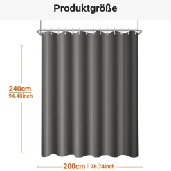 Duschvorhang Dunkelgrau 200x240cm Antischimmel Textil Wasserabweisend