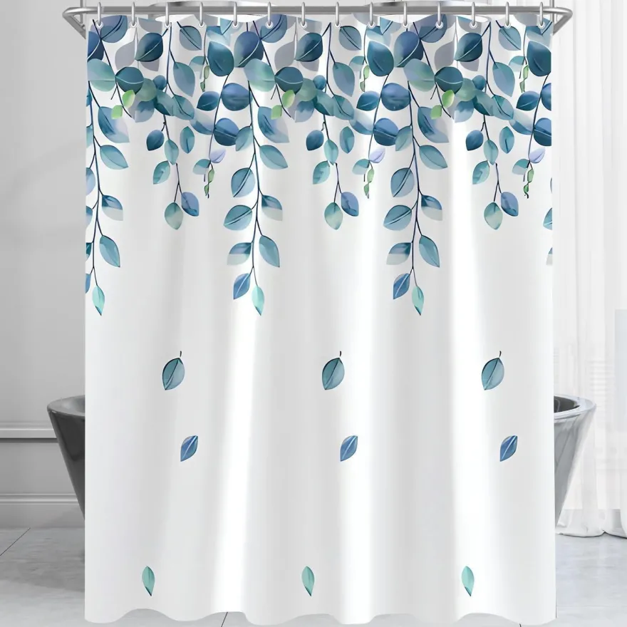Duschvorhang 200x200cm Grün Blätter Pflanze Antischimmel Textil
