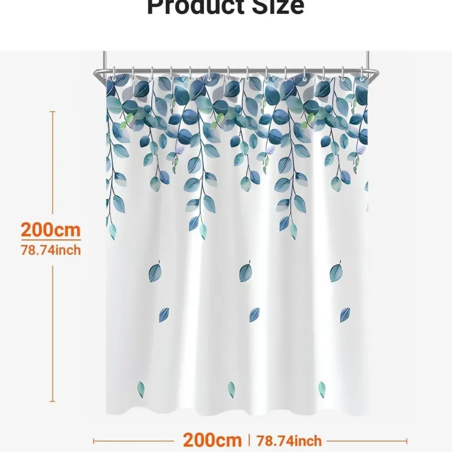Duschvorhang 200x200cm Grün Blätter Pflanze Antischimmel Textil