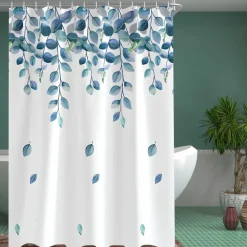 Duschvorhang 200x200cm Grün Blätter Pflanze Antischimmel Textil