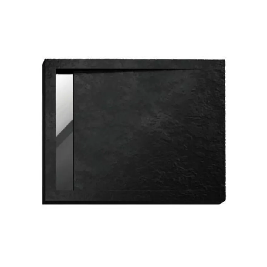 Duschwanne Rechteck Acryl WEST NEW 120x100x5 Schwarz Steinoptik | Ablauf im SET !
