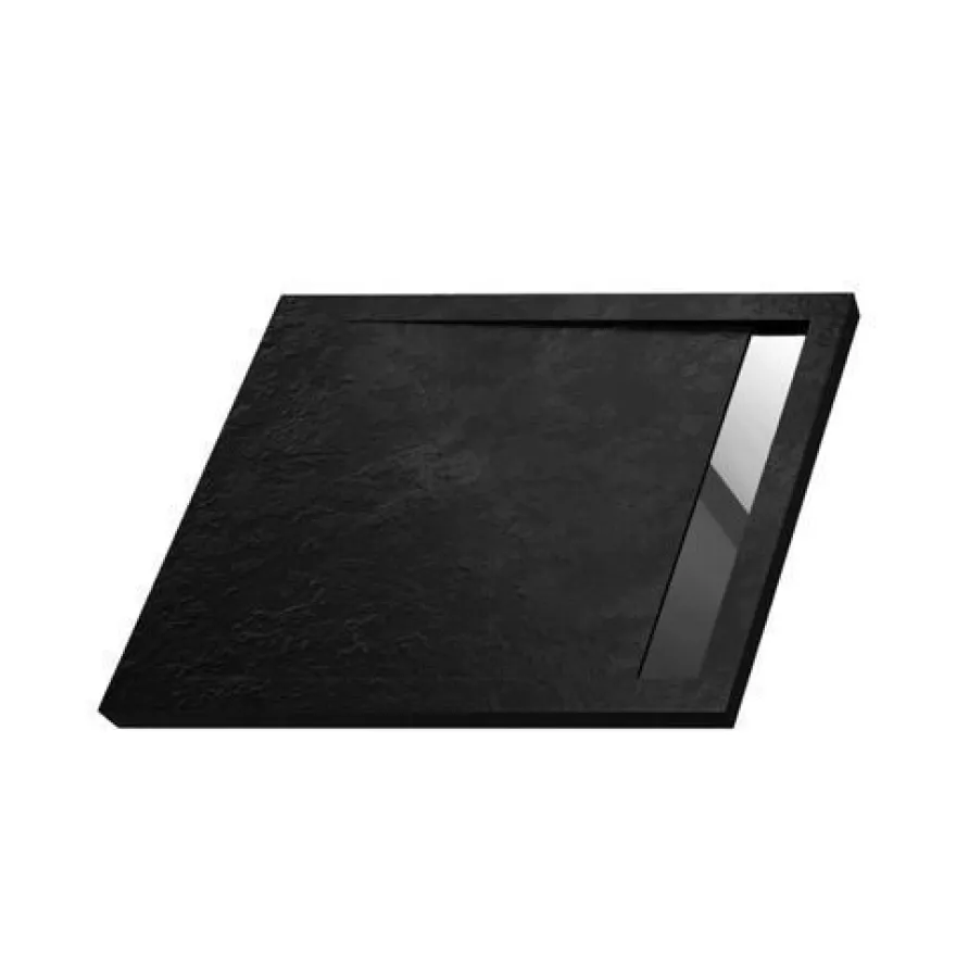 Duschwanne Rechteck Acryl WEST NEW 120x100x5 Schwarz Steinoptik | Ablauf im SET !