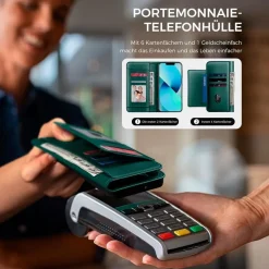 EASDNB iPhone 13 Klapphülle Grün mit RFID Schutz