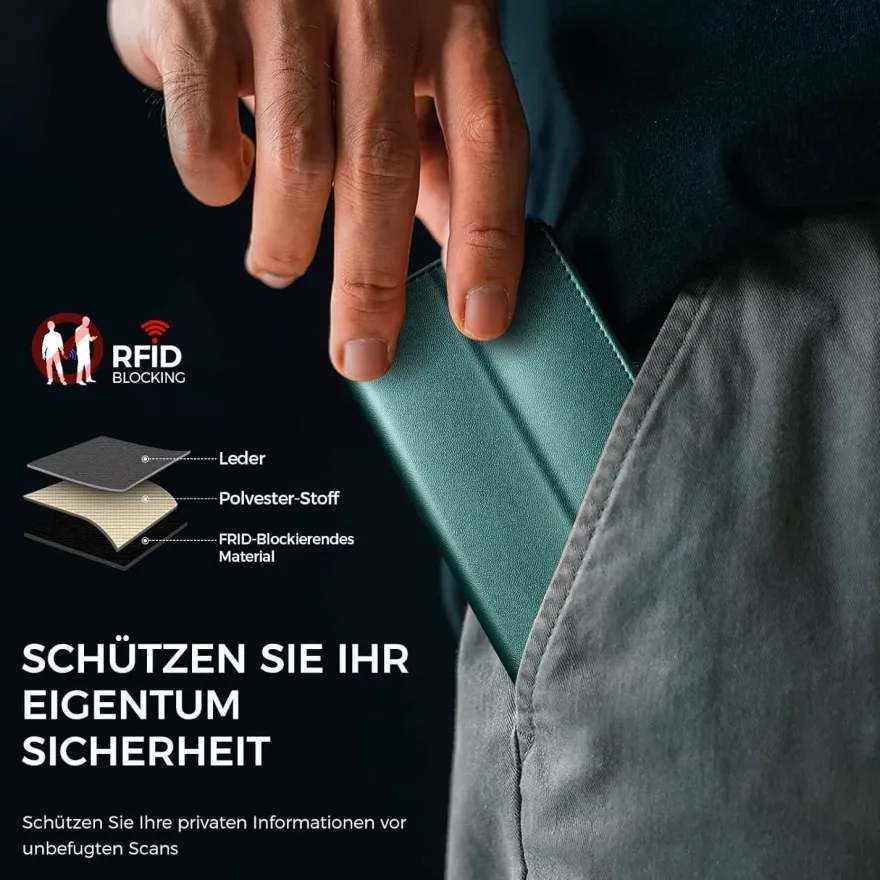 EASDNB iPhone 13 Klapphülle Grün mit RFID Schutz