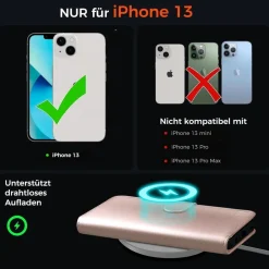 EASDNB iPhone 13 Klapphülle Roségold 6 Karten