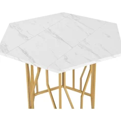Easexcy Sechseckiger Marmor-Esstisch mit goldenem Ast-Gestell - Elegant für