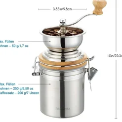 Easyworkz Manuelle Kaffeemühle Edelstahl Einstellbar Espresso Silber