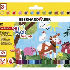 Eberhard Faber 518912 Mini Kids Jumbo Crayons In 12 Colors, 3-In-1 With