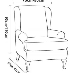 EBETA 2-teiliger Ohrensesselbezug aus Jacquard-Stretch, elastisch, waschbar