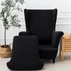 EBETA 2-teiliger Ohrensesselbezug aus Jacquard-Stretch, elastisch, waschbar