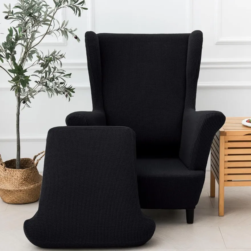EBETA 2-teiliger Ohrensesselbezug aus Jacquard-Stretch, elastisch, waschbar