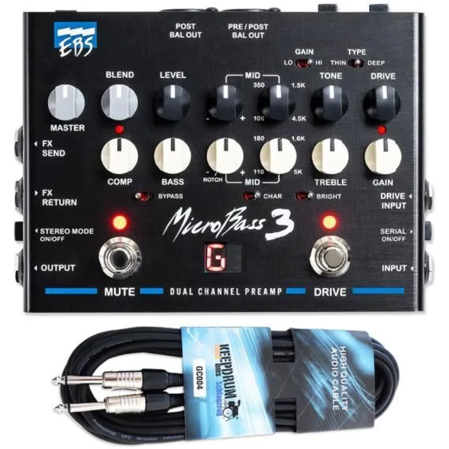 EBS Vorverstärker MicroBass 3 analoger Bass Preamp mit Kabel