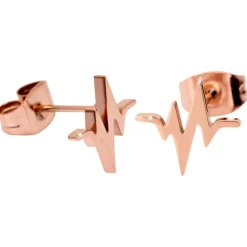 Echte rosa vergoldete Stahlohrringe Heartbeat