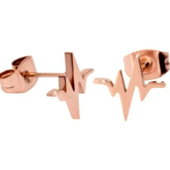 Echte rosa vergoldete Stahlohrringe Heartbeat
