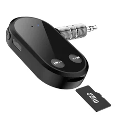 E25C 2in1 Bluetooth 5.0 Audio Empfänger AUX 3,5mm Adapter mit TF Slot, Kabellos Musik