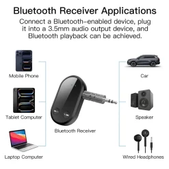 E25C 2in1 Bluetooth 5.0 Audio Empfänger AUX 3,5mm Adapter mit TF Slot, Kabellos Musik