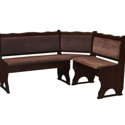 Eckbank Nuss Farbe mit Polsterung Massivholz Kiefer Holz, Grau, Braun, Ökoleder- Neu
