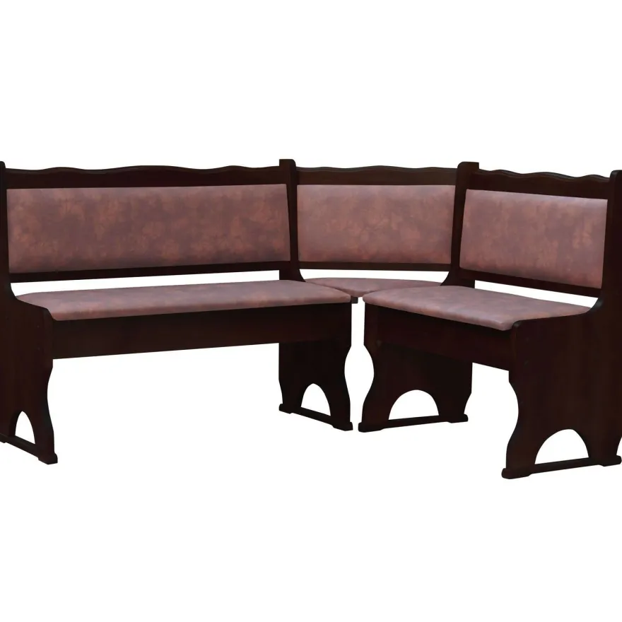 Eckbank Nuss Farbe mit Polsterung Massivholz Kiefer Holz, Grau, Braun, Ökoleder- Neu