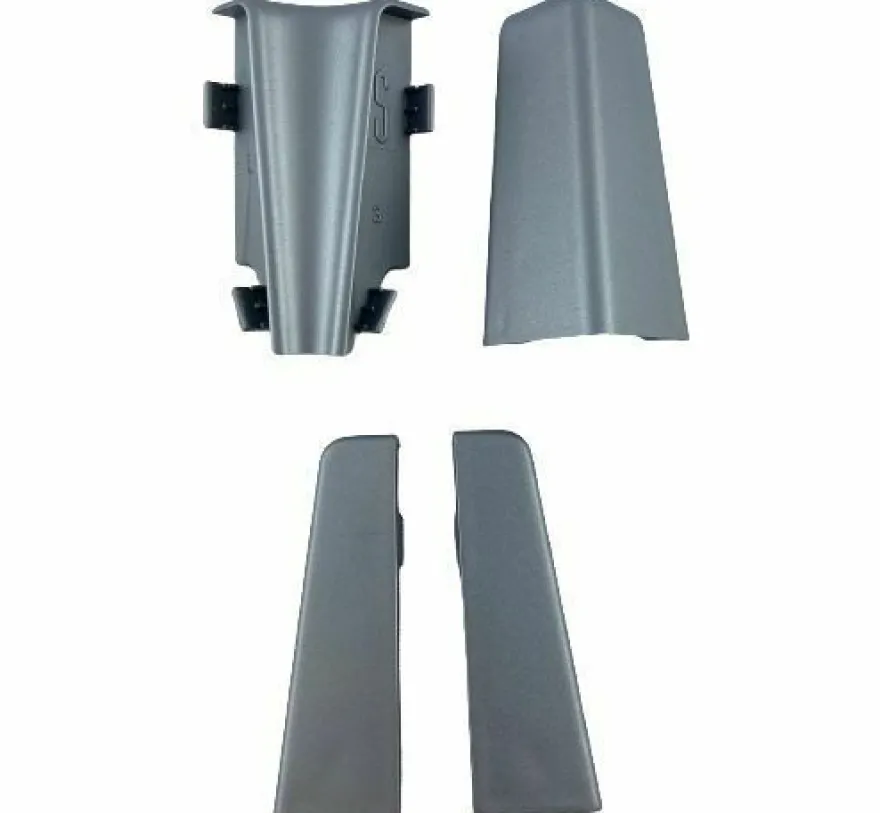 Ecken Innenecke Außenecke Endkappen li/ re für Sockelleisten 58mm silber Fußleiste