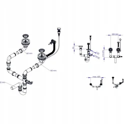 Eck-Granitspüle Merkury Grau + automatischer Siphon