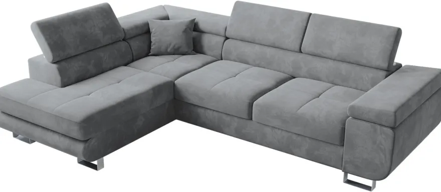 Ecksofa ANTON L-Form mit Schlaffunktion, beige Eckcouch mit Bettkasten Schlafcouch