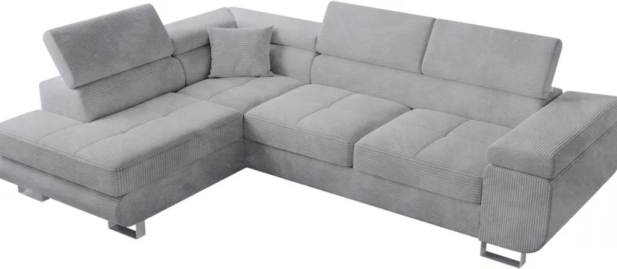 Ecksofa ANTON L-Form mit Schlaffunktion, beige Eckcouch mit Bettkasten Schlafcouch