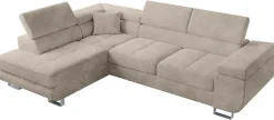 Ecksofa ANTON L-Form mit Schlaffunktion, beige Eckcouch mit Bettkasten Schlafcouch