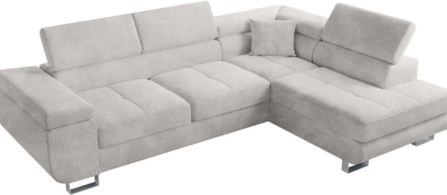 Ecksofa ANTON L-Form mit Schlaffunktion, beige Eckcouch mit Bettkasten Schlafcouch