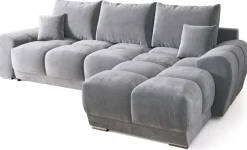 Ecksofa NUBES L-Form mit Schlaffunktion, Eckcouch mit Bettkasten Samtstoff