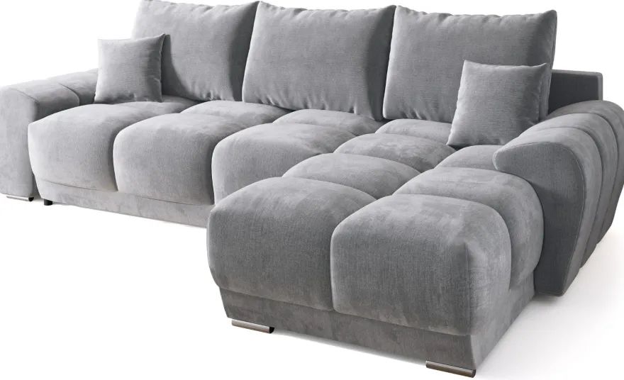 Ecksofa NUBES L-Form mit Schlaffunktion, Eckcouch mit Bettkasten Samtstoff