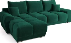 Ecksofa NUBES L-Form mit Schlaffunktion, Eckcouch mit Bettkasten Samtstoff