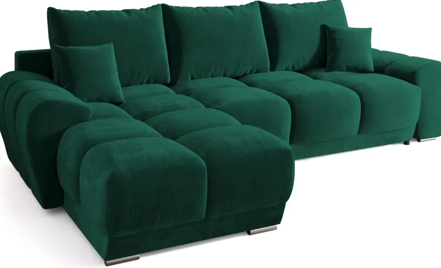 Ecksofa NUBES L-Form mit Schlaffunktion, Eckcouch mit Bettkasten Samtstoff
