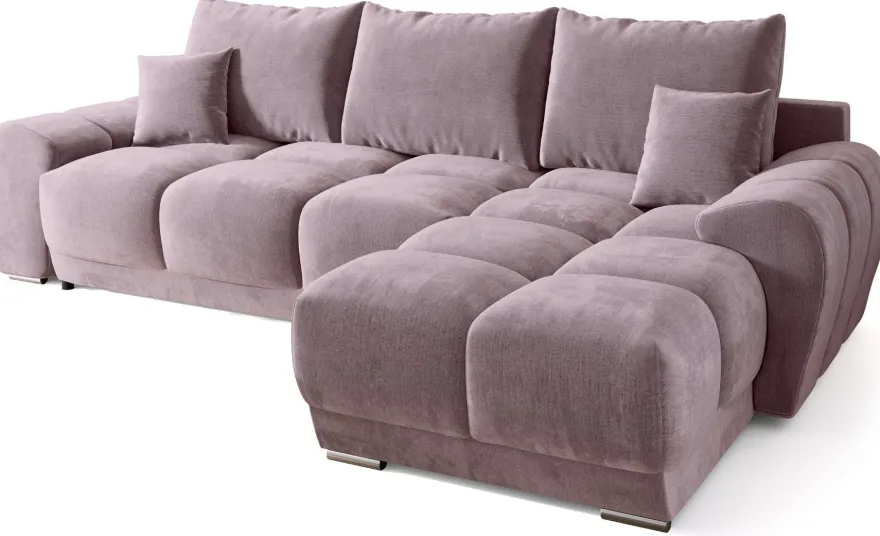 Ecksofa NUBES L-Form mit Schlaffunktion, Eckcouch mit Bettkasten Samtstoff