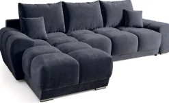 Ecksofa NUBES L-Form mit Schlaffunktion, Eckcouch mit Bettkasten Samtstoff