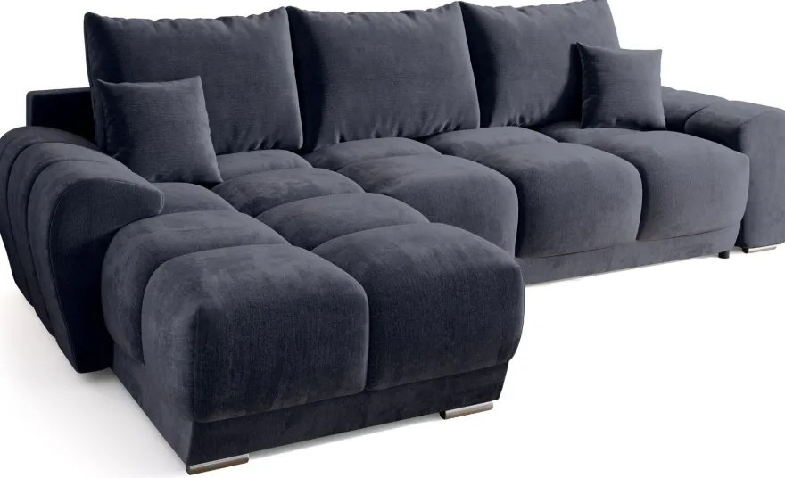 Ecksofa NUBES L-Form mit Schlaffunktion, Eckcouch mit Bettkasten Samtstoff