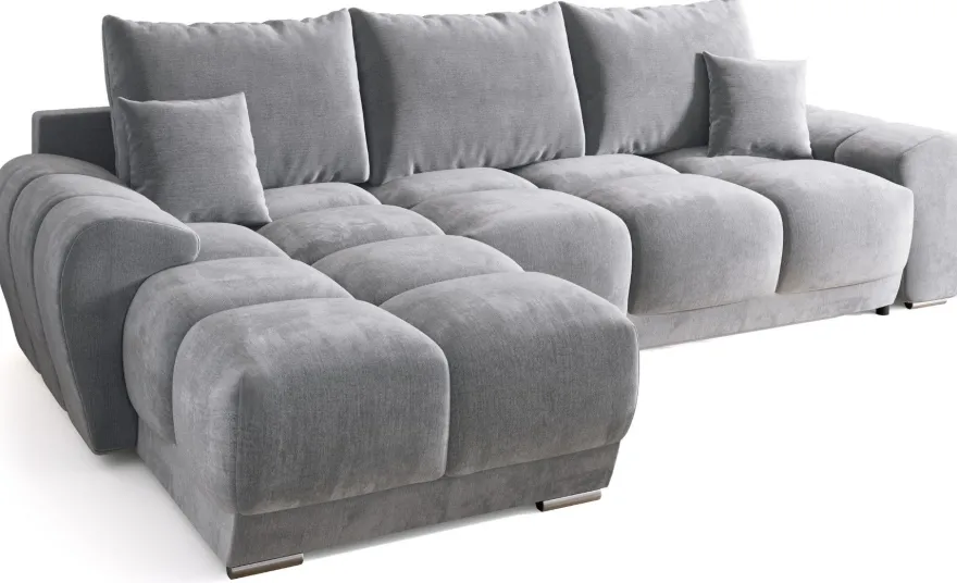 Ecksofa NUBES L-Form mit Schlaffunktion, Eckcouch mit Bettkasten Samtstoff